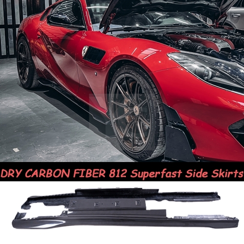 Dry Carbon Fiber MSY Softkit Style Side Skirts Fit For 2017-2020 Ferrari 812 Superfast Body Kit Plain Carbon Weave